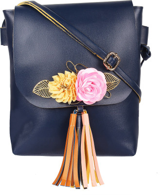

Rajni Fashion Girls Casual Blue PU Sling Bag