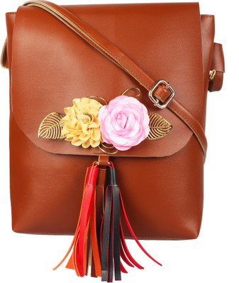

Rajni Fashion Girls Casual Tan PU Sling Bag