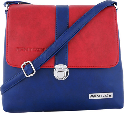 

Fantosy Women Casual Red, Blue Leatherette Sling Bag, Blue;red