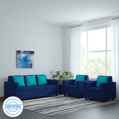 Bharat Lifestyle Desy Fabric 3 + 1 + 1 Blue Sofa Set(Delivery condition - DIY(Do-It-Yourself)) Bharat Lifestyle Desy Fabric 3 + 1 + 1 Blue Sofa Set(Delivery condition - DIY(Do-It-Yourself))