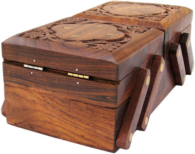 

Craftspoint Jewellery Box for Women Wooden Flip Flap Handmade Gift, 8 Inches jewellery box Vanity Box(Brown)