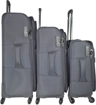 

TRAWORLD Jupiter-1001 set of 3 (20''+24''+28'' ) 4Wheel Trolley Bag - Grey Expandable Check-in Luggage -  inch(Grey