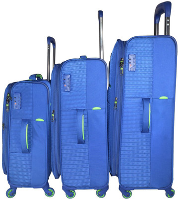 

TRAWORLD Jupiter-1003 set of 3 (20''+24''+28'' ) 4Wheel Trolley Bag - Blue Expandable Check-in Luggage -  inch(Blue