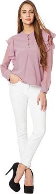 Miss Chase Casual Full Sleeve Solid Women Purple Top