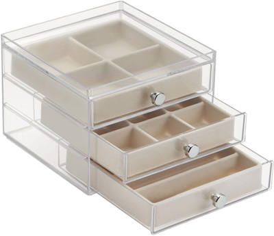 

Interdesign 3 Drawer Slim Jewelry Box Jewellery Vanity Box(Clear)