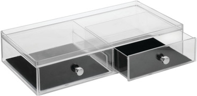 

Interdesign Clarity Vanity Jewelry Organizer, 2-Drawer Wide Jewellery Vanity Box(Clear, Black)