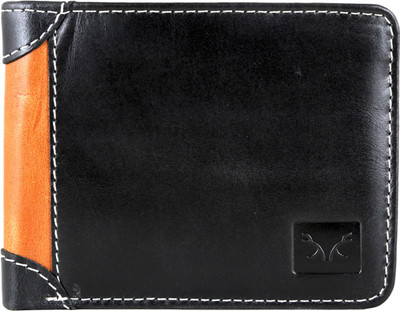 

Forester Men Black Genuine Leather Wallet(4 Card Slots), Black-tan