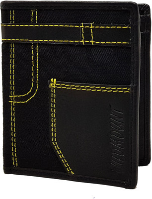 

Wildmount Men Black Genuine Leather, Denim Wallet(12 Card Slots)