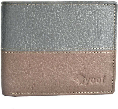 

Yoof Men Green, Brown Genuine Leather Wallet(6 Card Slots), Grey & brown