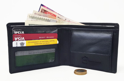 

Wildmount Men Black Genuine Leather Wallet(3 Card Slots)