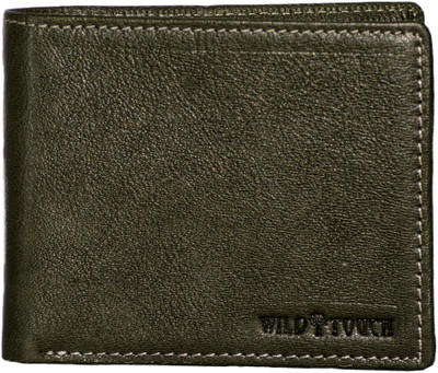 

WildTouch Men Green Genuine Leather Wallet(4 Card Slots), Olive green