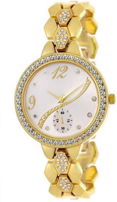 

Celora 508 Gold White Dial Women's & Girl's Diamond Watch - For Women