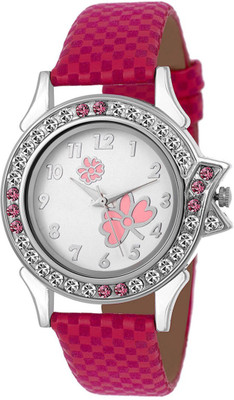 

Celora 321-Pink Pink White Dial Flower Diamond Watch - For Women