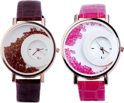

AD Global M.X.R.E.Halfmoon Brown Pink Diamond beads MX 03-04 Watch - For Women