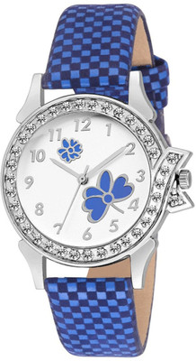 

Celora 323-Blue Blue White Dial Flower Diamond Watch - For Women