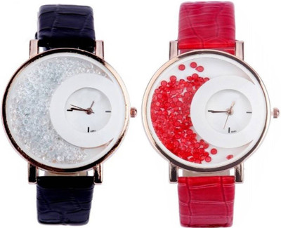 

AD Global M.X.R.E. Halfmoon Black Red Diamond Beads Combo Girls MX 01-06 Watch - For Women