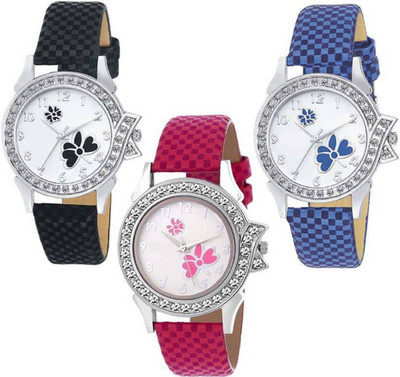 

iDIVAS New Arrival Cute Butterfly Diamond Studded Dial Stylish Combo Watch - For Women
