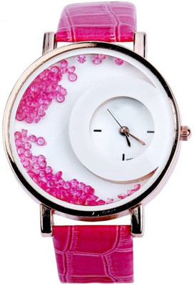 

Shivam Retail Half Moon Pink Diamond Stylish Dial Watch - For Women