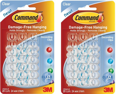 

3M Command™ Clear Decor Clips with 20 Hooks & 24 Strips-Pack Of 2