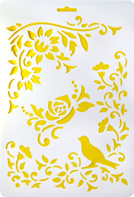 Aadya Crafts Stencil Plastic Corner Flower