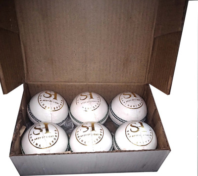 

sh sports Test Cricket Leather Ball(Pack of 6, White)