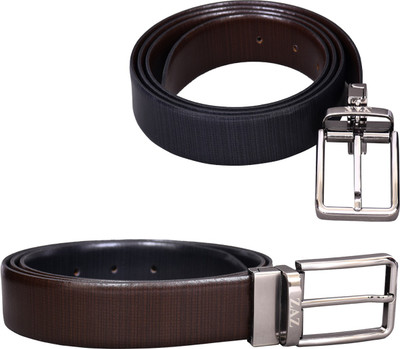 

ZAZ Men Casual Black Genuine Leather Reversible Belt