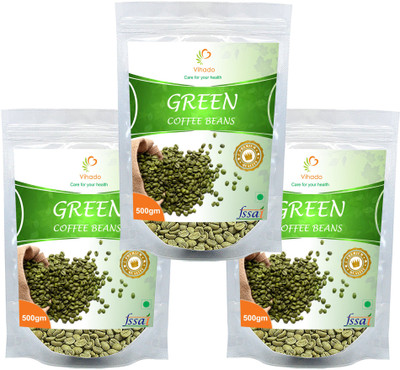 

Vihado Premium Green Coffee Bean / 100% Pure, Natural, Organic, & Unroasted / 3 Pack of 500g (Total 1500g) Instant Coffee 1500 g(Pack of 3, Green Coffee Flavoured)