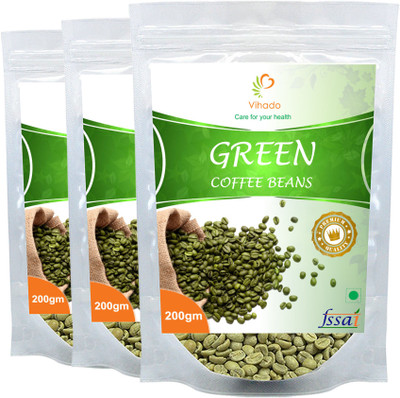 

Vihado Premium Green Coffee Beans / 100% Pure,Natural,Organic & Unroasted / 3 Pack of 200g (Total 600) Instant Coffee 600 g(Pack of 3, Green Coffee Flavoured)