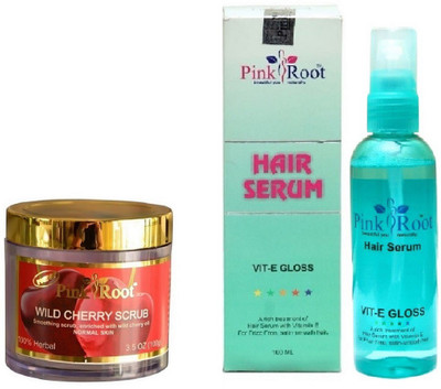 

Pink Root Wild Cherry Scrub 100gm and Hair Serum 100ml(Set of 2)