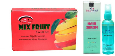 

Pink Root Mix Fruit Facial Kit 83gm and Hair Serum 100ml(Set of 2)