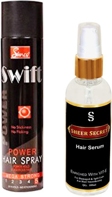 

SIMCO SWIFT HAIR SPRAY 250 ML with SHEER SECRET HAIR SERUM 100 ML(Set of 2)