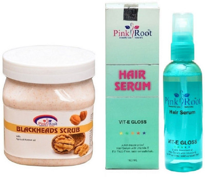 

Pink Root Bleackheads Scrub 500ml and Hair Serum 100ml(Set of 2)