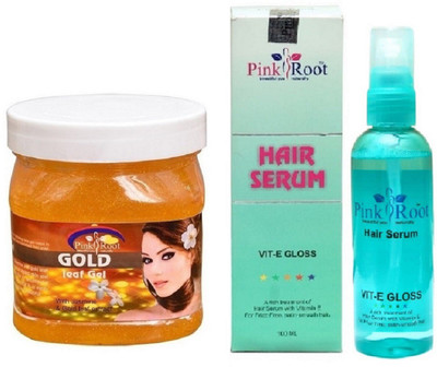 

Pink Root Gold Leaf Gel 500ml and Hair Serum 100ml(Set of 2)