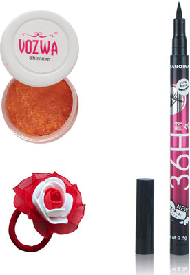 

Vozwa Copper Eyeshadow Shimmer Powder, Pen Eyeliner Waterproof and Band(Set of 3)