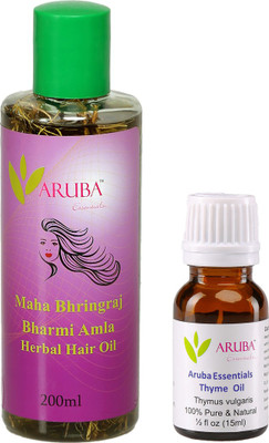 

Aruba Essentials Maha Bhringraj Amla – Brahmi 200 ml & 15 ml Thyme Herbal(Set of 2)