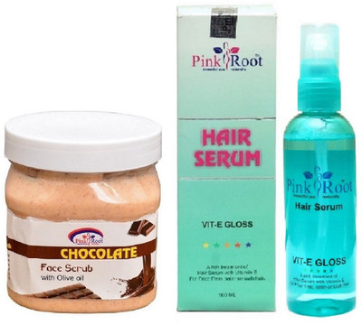 

Pink Root Chocolate Scrub 500ml and Hair Serum 100ml(Set of 2)