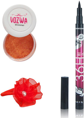 

Vozwa Copper Eyeshadow Shimmer Powder, Pen Eyeliner Waterproof and Band(Set of 3)