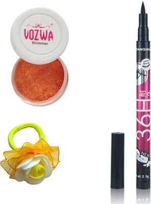 

Vozwa Copper Eyeshadow Shimmer Powder, Pen Eyeliner Waterproof and Band(Set of 3)