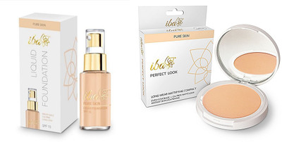 

iba halal iba ivory fair foundation and Perfect Look Long-Wear Mattifying Compact fair pearl 01(Set of 2)