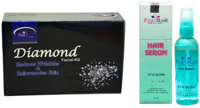 

Pink Root Diamond Facial Kit 83gm and Hair Serum 100ml(Set of 2)