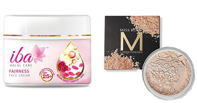 

iba halal iba fairness face cream with spf 25 and miss rose loose face powder fair(Set of 2)