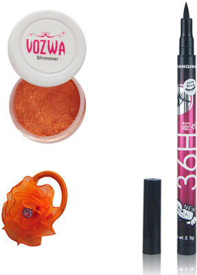 

Vozwa Copper Eyeshadow Shimmer Powder, Pen Eyeliner Waterproof and Band(Set of 3)