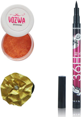 

Vozwa Copper Eyeshadow Shimmer Powder, Pen Eyeliner Waterproof and Band(Set of 3)