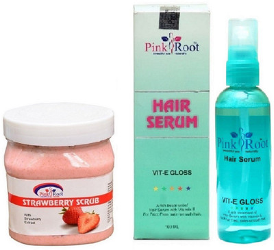 

Pink Root Strawberry Scrub 500ml and Hair Serum 100ml(Set of 2)