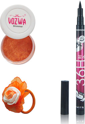 

Vozwa Copper Eyeshadow Shimmer Powder, Pen Eyeliner Waterproof and Band(Set of 3)
