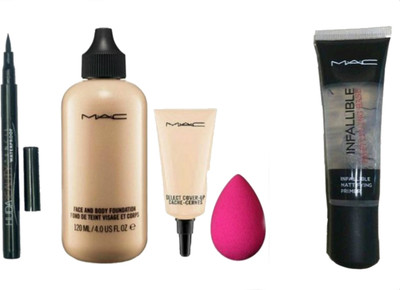

Huda Beauty COMBO OF LONG LASTING (36 HRS) SKETCH EYELINER WITH FOUNDATION & CONCEALER & PRIMER WITH MAKEUP PUFF (FOR ALL SKIN TYPES)(Set of 5)