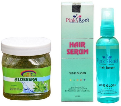 

Pink Root Aloe Vera Scrub 500ml and Hair Serum 100ml(Set of 2)