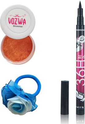 

Vozwa Copper Eyeshadow Shimmer Powder, Pen Eyeliner Waterproof and Band(Set of 3)