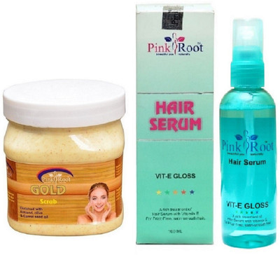 

Pink Root Gold Scrub 500ml and Hair Serum 100ml(Set of 2)