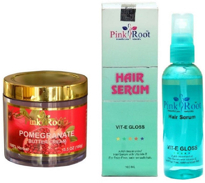 

Pink Root Pomegranate Butter Cream 100gm and Hair Serum 100ml(Set of 2)